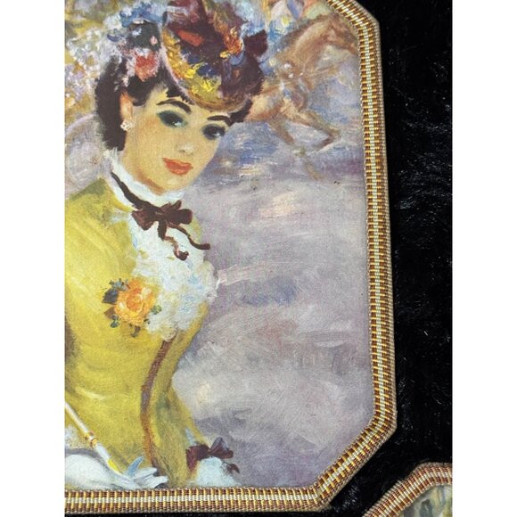 Vintage Victorian-Inspired Decorative Fabric Coasters Set Of 2 With Yellow Lady - Picture 3 of 10